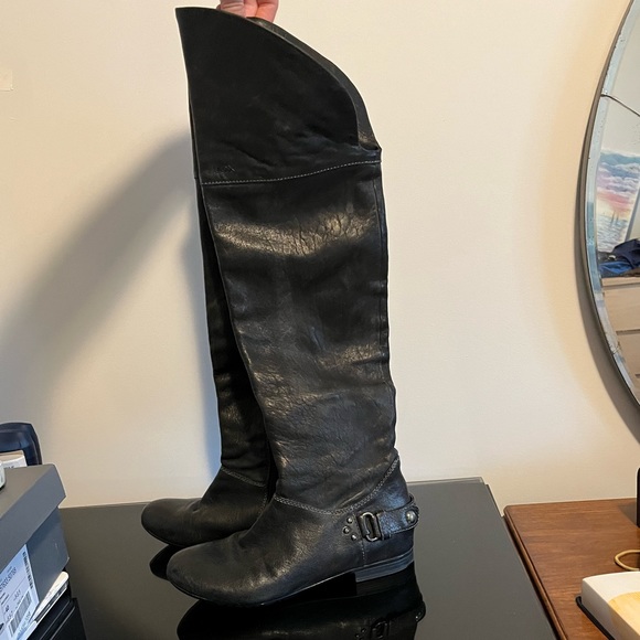 Over-The-Knee GEOX black leather boots, size 9 - Picture 2 of 7